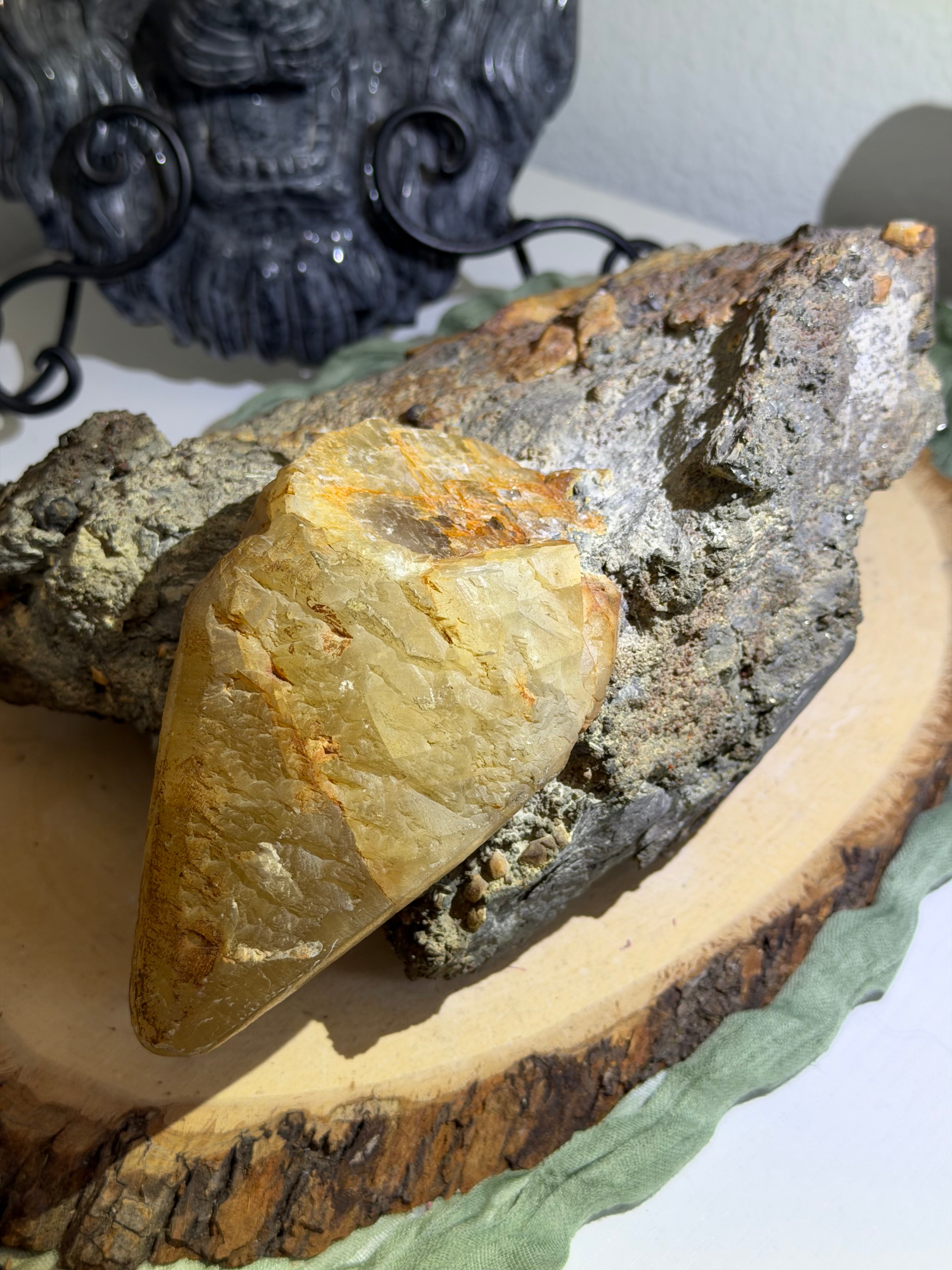 Raw Calcite on Pyrite Matrix