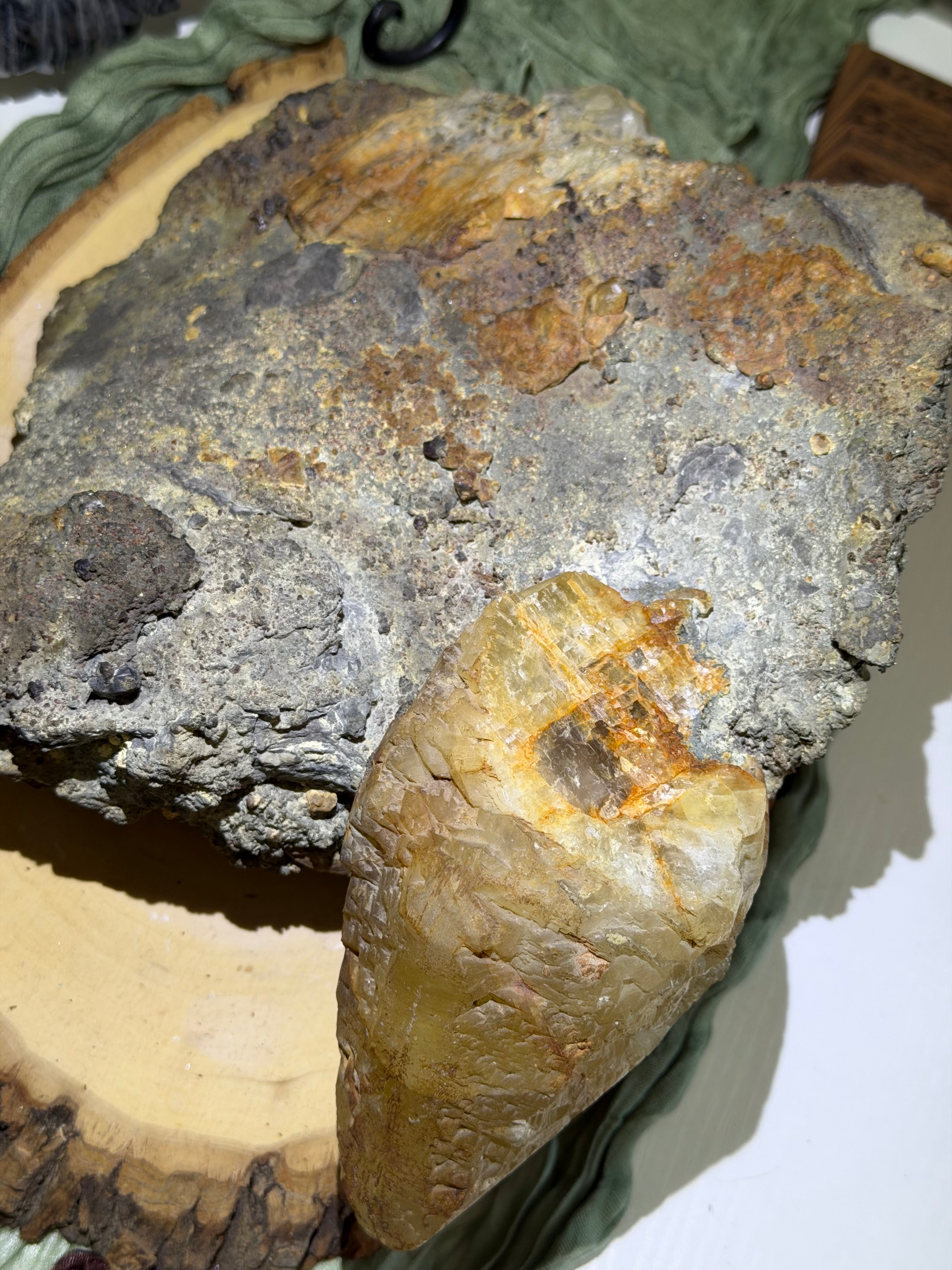 Raw Calcite on Pyrite Matrix